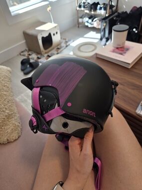Anon Matte Black Ski/Snowboard Helmet with Magenta Accents